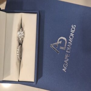 Agape Diamonds-2.56 Round Cut Trellis Style Tapered Wedding Ring Set- White Gold